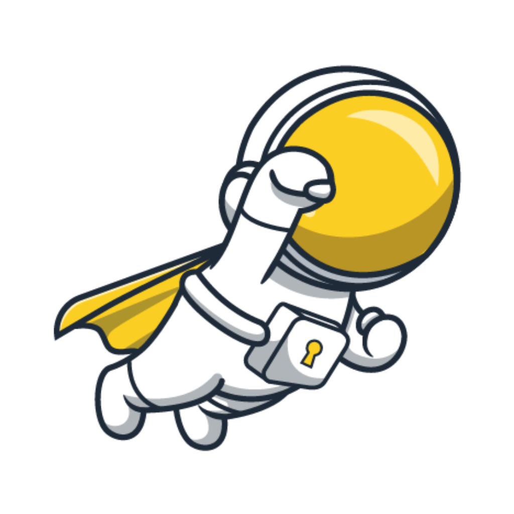 Vos données critiques restent maîtrisées, protégées et récupérables à tout moment, même en cas d’incident ou d’erreur. Illustration d’un astronaute Plan B symbolisant la protection et le contrôle des données sensibles de l’entreprise